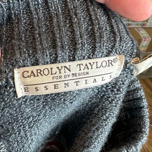 Vintage Carolyn Taylor Fair Isle Sweater 1/4 Zip Size XL Gray Red White - Picture 7 of 7